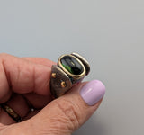 Tourmaline Cabochon, Sterling Silver and 14kt Gold Ring