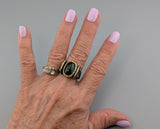 Tourmaline Cabochon, Sterling Silver and 14kt Gold Ring