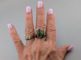 Tourmaline Cabochon, Sterling Silver and 14kt Gold Ring