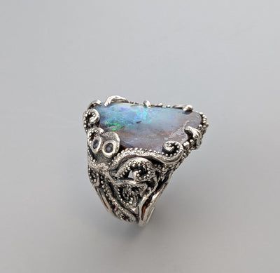 Yowah Boulder Opal, Sterling Silver Octopus Ring