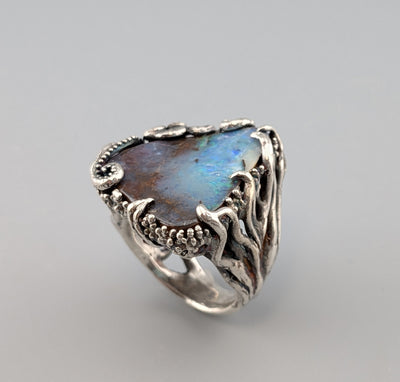 Yowah Boulder Opal, Sterling Silver Octopus Ring