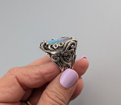 Yowah Boulder Opal, Sterling Silver Octopus Ring