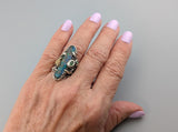Yowah Boulder Opal, Sterling Silver and 14kt Gold Ring
