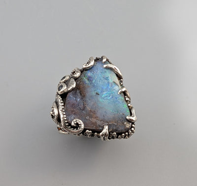 Yowah Boulder Opal, Sterling Silver Octopus Ring