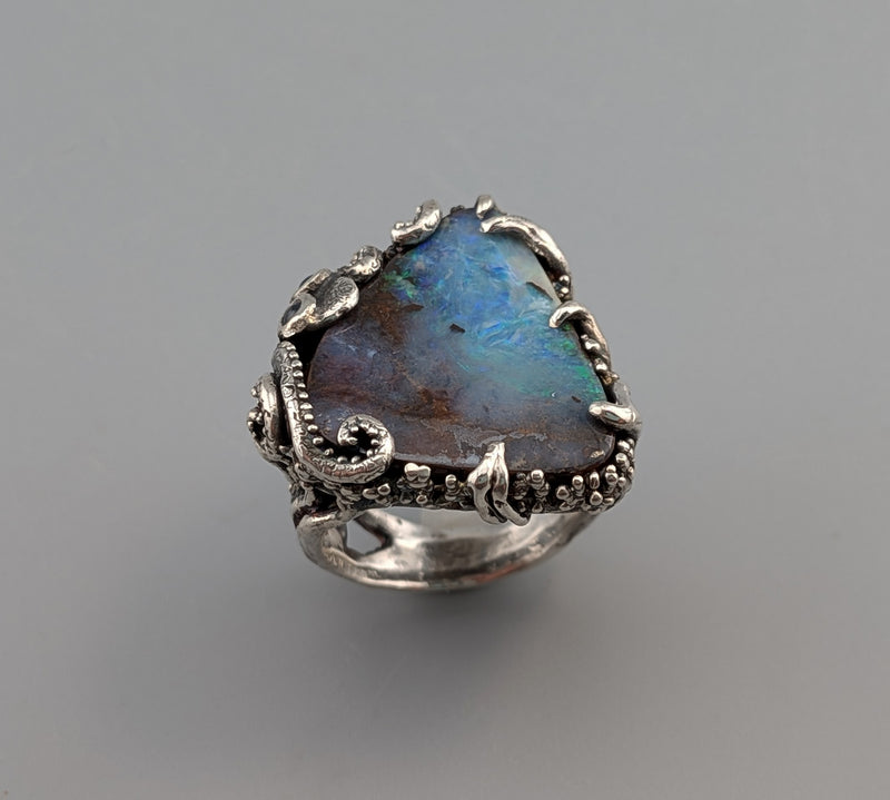 Yowah Boulder Opal, Sterling Silver Octopus Ring