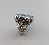 Carved Native Silver Ore and Turquoise, Sterling Silver Ring
