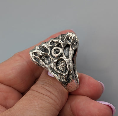 Carved Native Silver Ore and Turquoise, Sterling Silver Ring