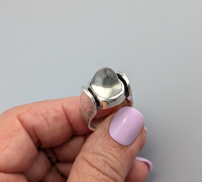 High Dome Moonstone, Sterling Silver Ring