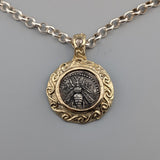 Ancient AR Drachm, Bee, in 14kt Gold Pendant