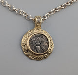 Ancient AR Drachm, Bee, in 14kt Gold Pendant