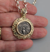 Ancient AR Drachm, Bee, in 14kt Gold Pendant