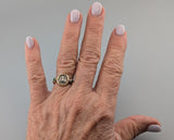 Ancient AR Diobol, Bee, 14kt Gold Ring with Emeralds