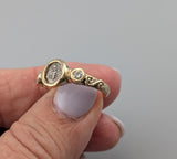 Tiny Ancient AR Tetartemorion, Bee, 14kt Gold Ring with Diamonds