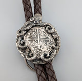 Sterling Silver Octopus Bolo with AR 4 Reales Spanish Coin
