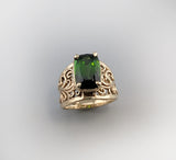 Fine Green Tourmaline, 14kt Gold Lacy Ring