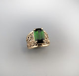 Fine Green Tourmaline, 14kt Gold Lacy Ring