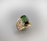 Fine Green Tourmaline, 14kt Gold Lacy Ring