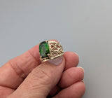 Fine Green Tourmaline, 14kt Gold Lacy Ring