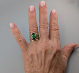 Fine Green Tourmaline, 14kt Gold Lacy Ring