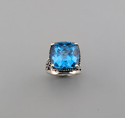 Swiss-London Blue Topaz, Sterling Silver Ring
