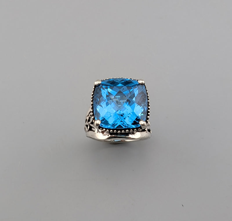 Swiss-London Blue Topaz, Sterling Silver Ring