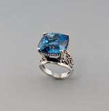 Swiss-London Blue Topaz, Sterling Silver Ring