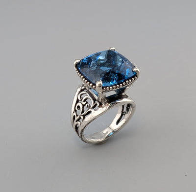 Swiss-London Blue Topaz, Sterling Silver Ring
