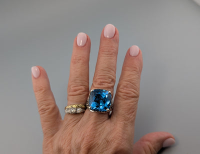 Swiss-London Blue Topaz, Sterling Silver Ring