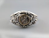 Ancient Old Style Athena Owl, AR Tetradrachm, Sterling Silver and 14kt Gold Bracelet