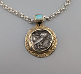 Ancient Old Style Athena Owl AR Tetradrachm, 14kt Gold Pendant