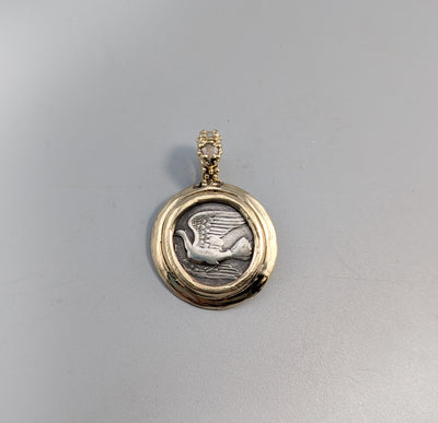Ancient AR Triobol, Dove, 14kt Gold Pendant