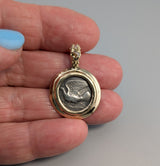 Ancient AR Triobol, Dove, 14kt Gold Pendant