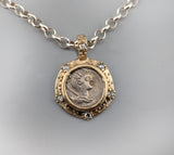 Ancient AR Denarius, Diana, The Huntress, 14kt Gold Pendant
