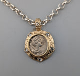 Ancient AR Denarius, Diana, The Huntress, 14kt Gold Pendant