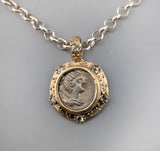 Ancient AR Denarius, Diana, The Huntress, 14kt Gold Pendant