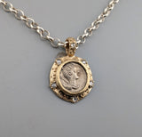 Ancient AR Denarius, Diana, The Huntress, 14kt Gold Pendant