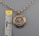 Ancient AR Denarius, Diana, The Huntress, 14kt Gold Pendant
