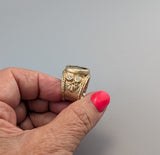 Ancient AR Hemidrachm, Larissa, in 14kt Gold Wide Band with Diamonds