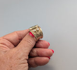 Ancient AR Hemidrachm, Larissa, in 14kt Gold Wide Band with Diamonds