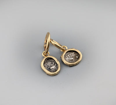 Ancient AR Obol, Doves, 14kt Gold Earrings