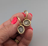 Ancient AR Obol, Doves, 14kt Gold Earrings