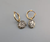 Ancient AR Obol, Doves, 14kt Gold Earrings