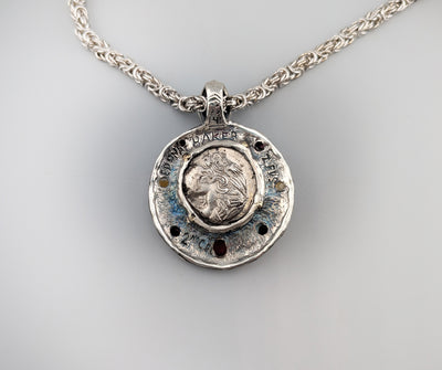 Ancient Danubian AR Tetradrachm, Sterling Silver and 14kt Gold Pendant