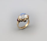 Rainbow Moonstone 14kt Gold Ring with Sapphires and Rubies