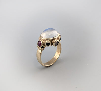Rainbow Moonstone 14kt Gold Ring