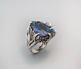 Yowah Boulder Opal Sterling Silver Ring with Spessartite Garnets