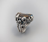 Yowah Boulder Opal Sterling Silver Ring with Rose Cut Black Diamonds