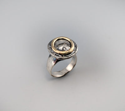 Athena AR Hemidrachm, Sterling Silver and 14kt Gold Ring