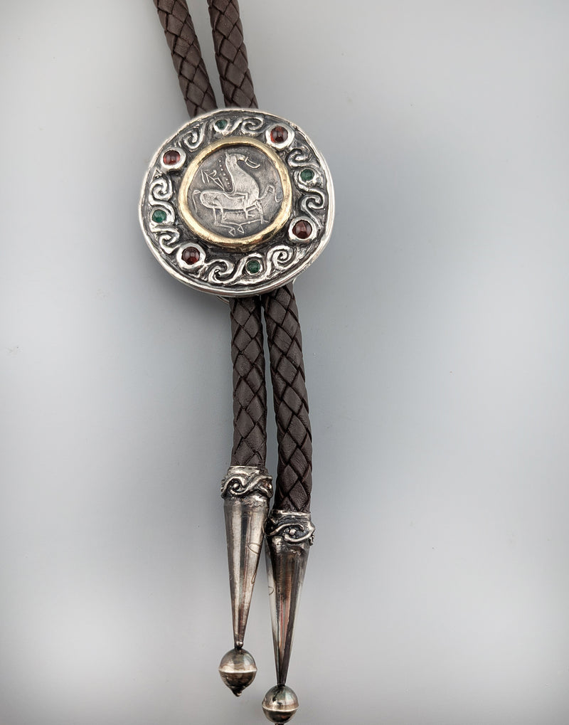 Danubian Celtic AR Tetradrachm in Sterling Silver and 14kt Gold Bolo