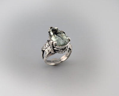 Green Amethyst Sterling Silver Ring